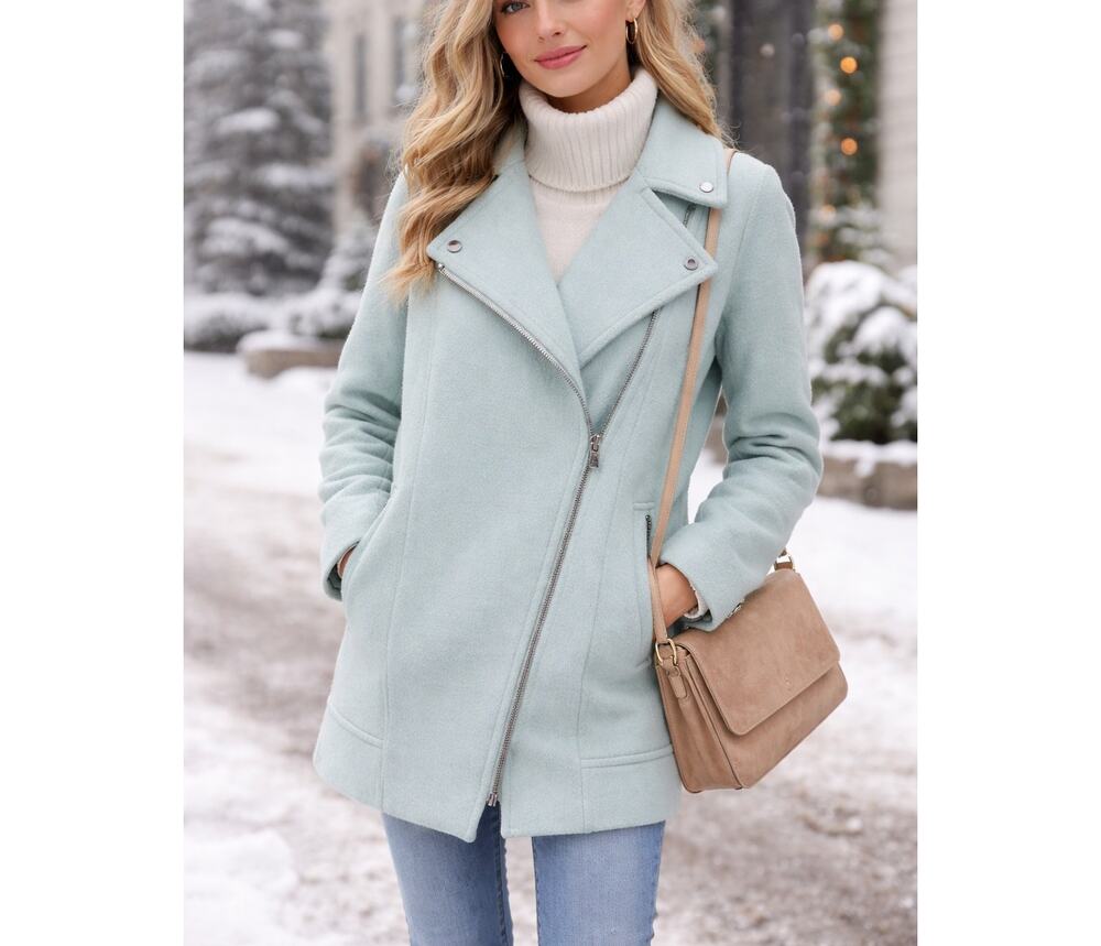 Banana Republic‎ Wool Coat Womens Small Blue  Jacket Zipper Lined Preppy Winter